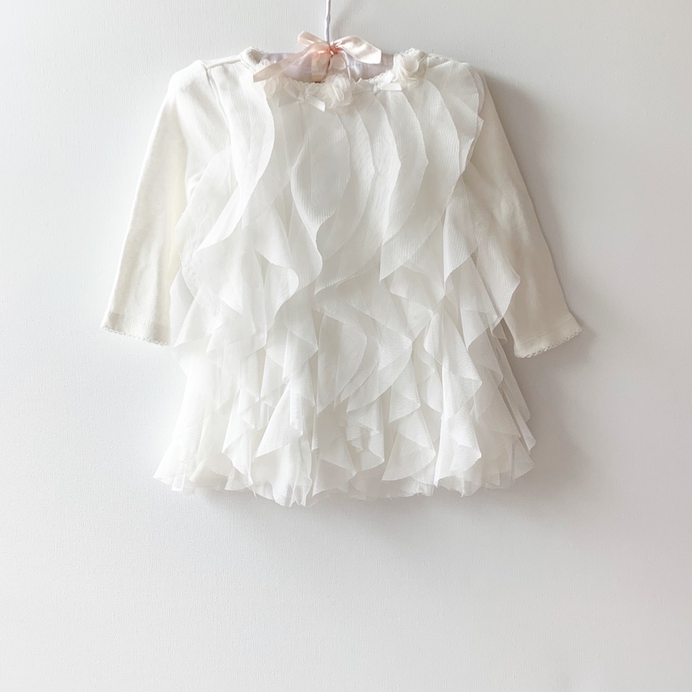 White Taffeta Heidi Klum ruffled girls dress